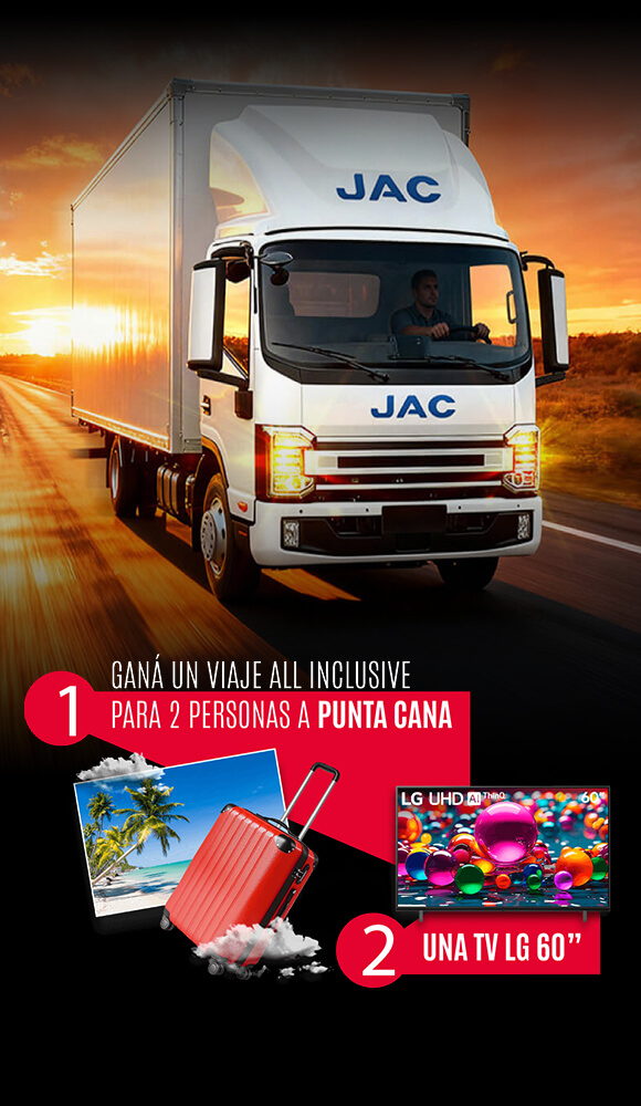 Camión JAC circulando por la ruta.